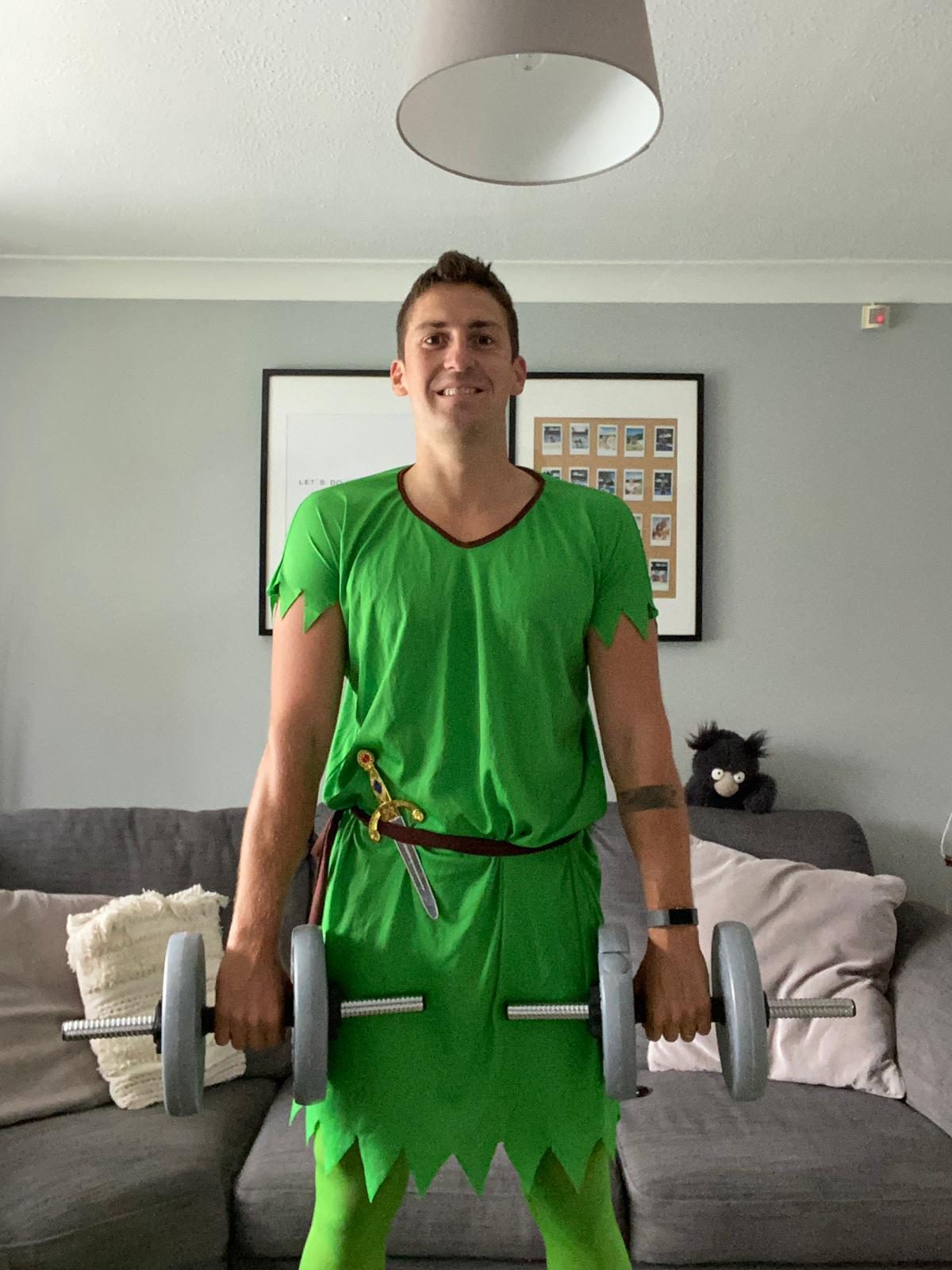 Even during lockdown Bert finds an excuse to dress up, a regular at Joe Wicks Fancy Dress Friday